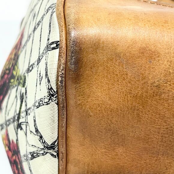 L.A.M.B. by Gwen Stefani Satchel Handbag Marigold Floral Print White Brown - Picture 12 of 16